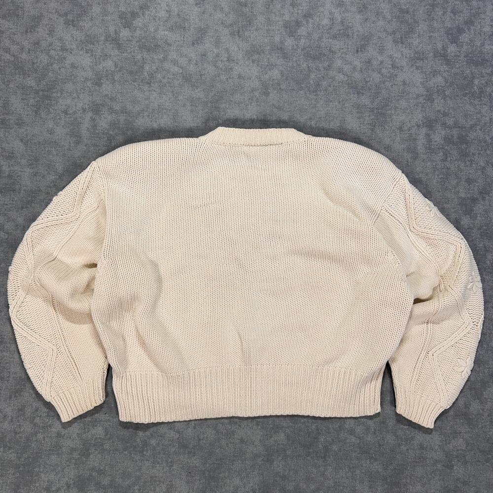 VTG Liz Wear Claiborne fisherman floral knit cottage grandmacore cropped wms L - Picture 2 of 7